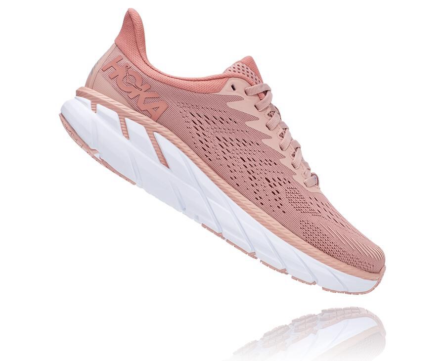 Running Shoes Womens - Hoka One One Clifton 7 - Pink - VCBOPJR-85